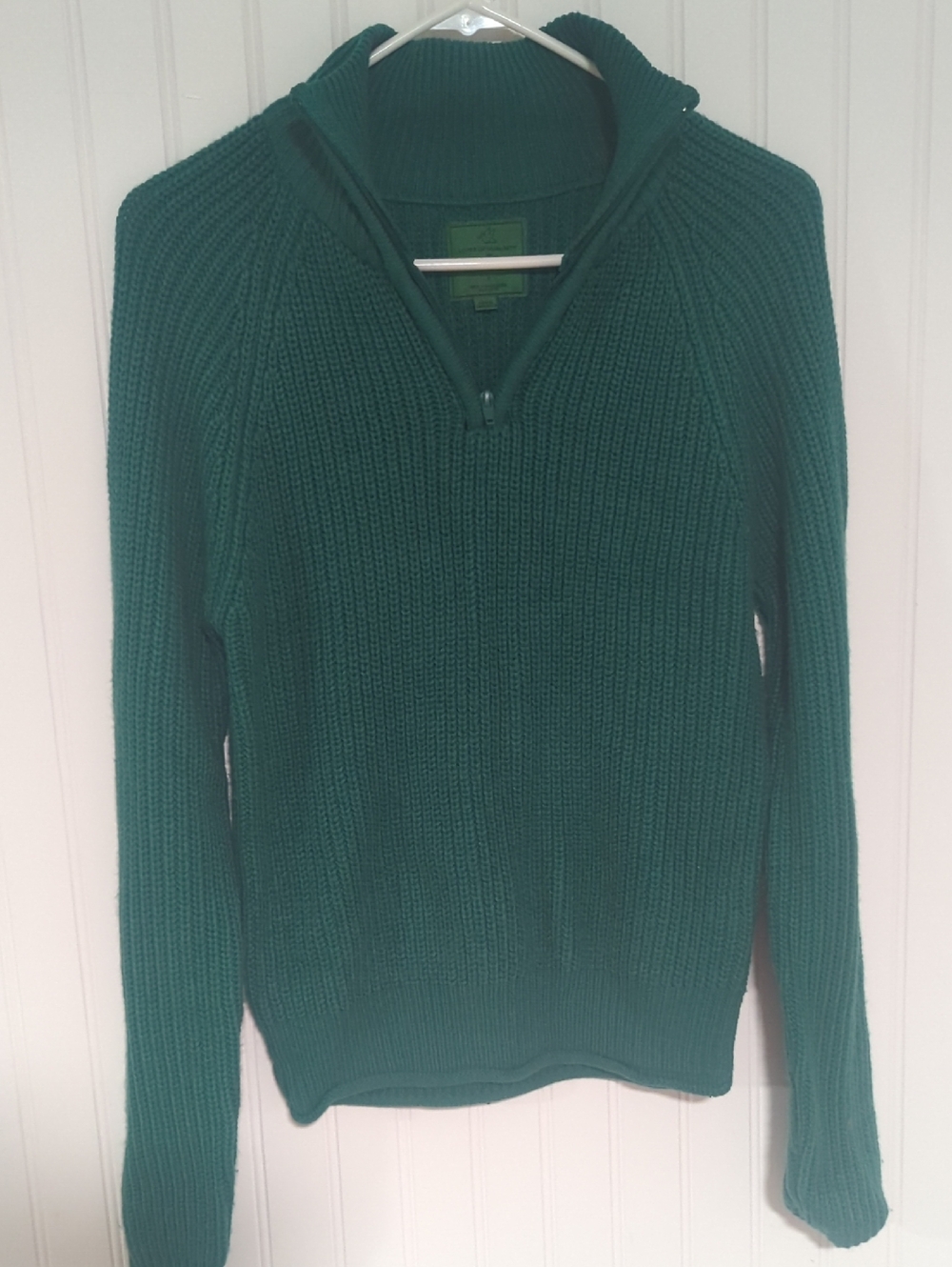 Green Quarter-Zip Knit Sweater